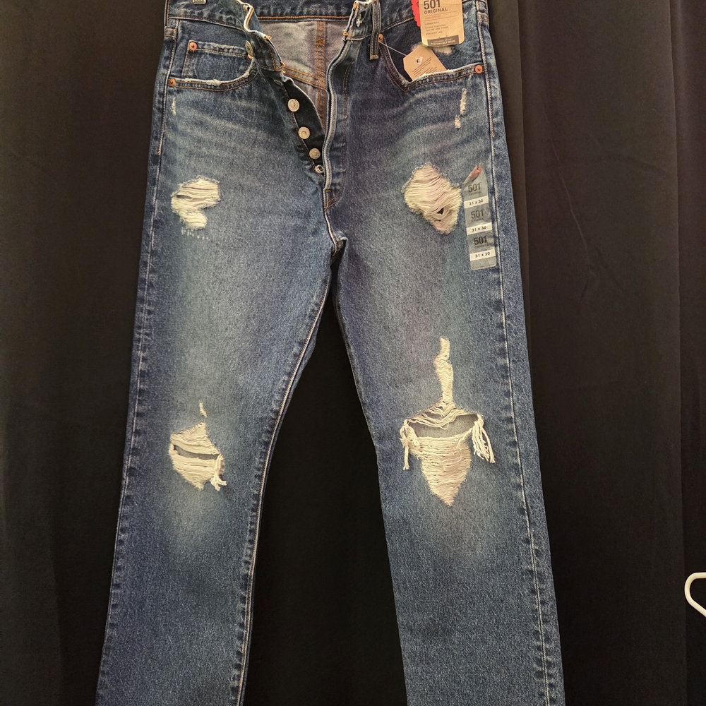 NWT 501 Original Levi's Women's Boot Cut Jeans - Distressed Blue (Size 31x30)
